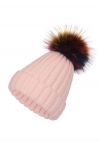 Bunte Pom-Pom Trim Beanie-Mütze in Pink