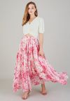 Summer Forest Bedruckter Maxirock aus Chiffon in Rosa