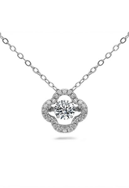 Moissanit-Diamant-Halskette mit vierblättrigem Kleeblatt