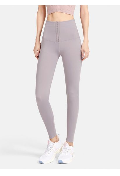 Hoch taillierte Leggings mit Haken- und Ösenverschluss in Flieder