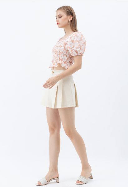 Seitentasche Plissee Shorts in Creme