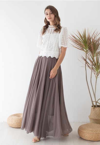 Zeitloser Lieblings-Chiffon-Maxirock in Taupe