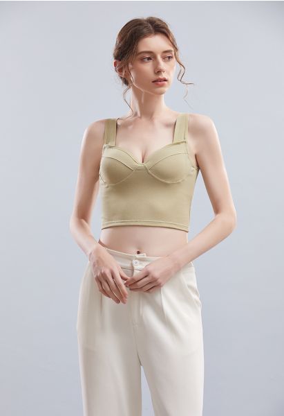 Einfarbiges Bustier-Tanktop in Erbsengrün