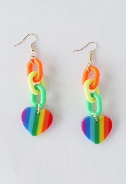 Regenbogen-Herz-Ohrringe