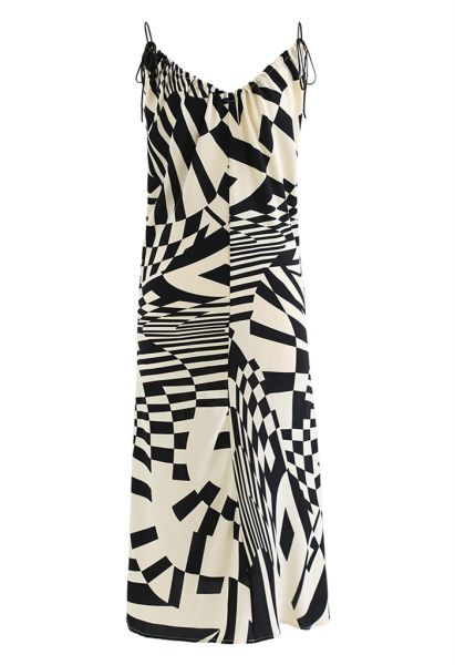 Camisole-Kleid mit geometrischem Print und Kordelzug