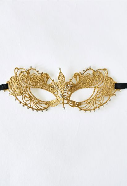 Ballmaske mit Zirkonia-Spitze in Gold