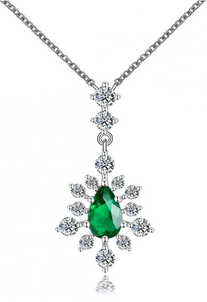 Smaragd-Edelstein-Halskette in Schneeflockenform
