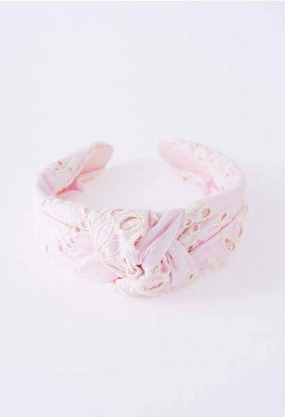 Twisted Floral besticktes Stirnband in Pink