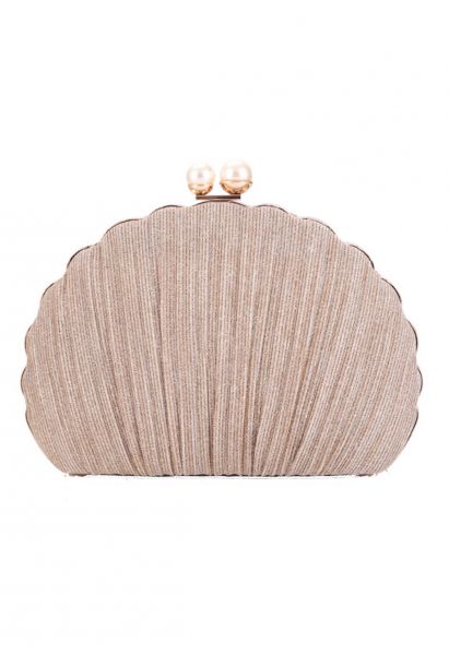 Luxuriöse Seashell Pearl Clutch in Roségold