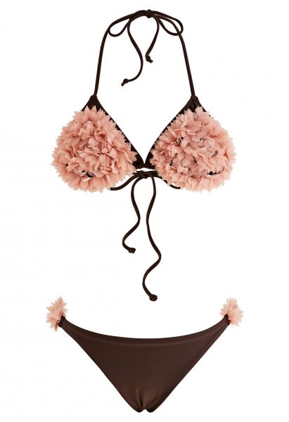 3D-Korallenblüten-Halter-Bikini-Set