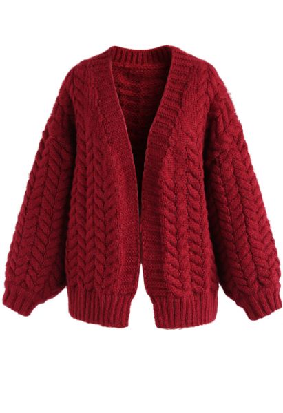 Rote Strickjacke