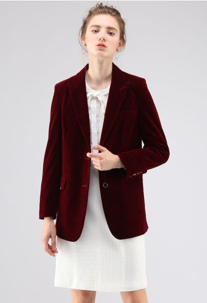 Noble elegancia - blazer de terciopelo en rojo vino