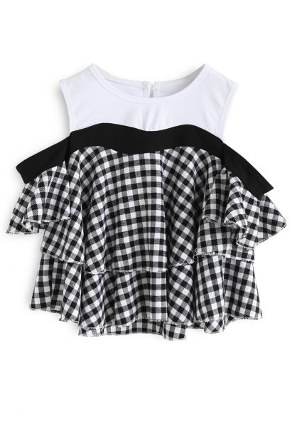 Es ist unsere Jugend - Cold Shoulder Plaid Dollytop für Kinder