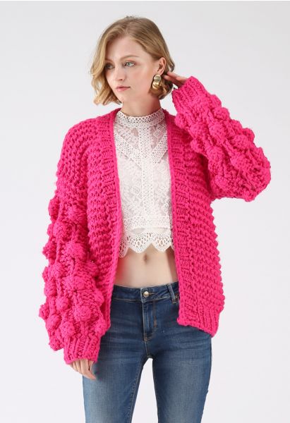 Süße Ärmel - Strickjacke in Hot Rosa