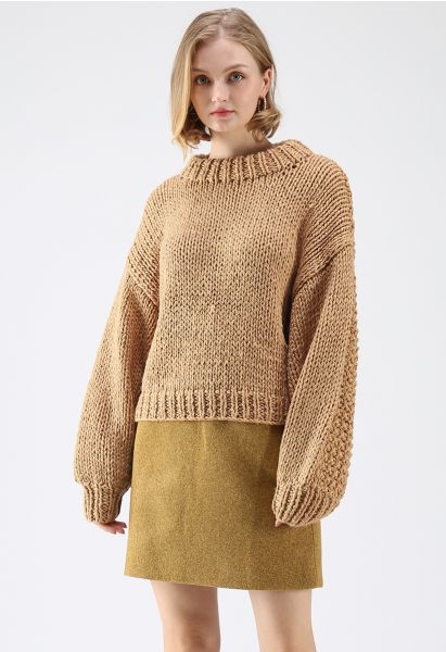 Chunky Chunky - kurzer Süßigkeitenpullover mit geschwollenen Ärmeln