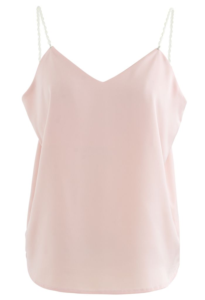 Perlenriemen Satin Camisole in Rosa