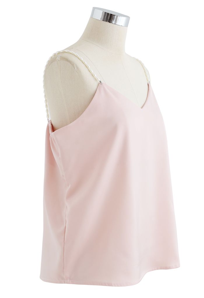 Perlenriemen Satin Camisole in Rosa