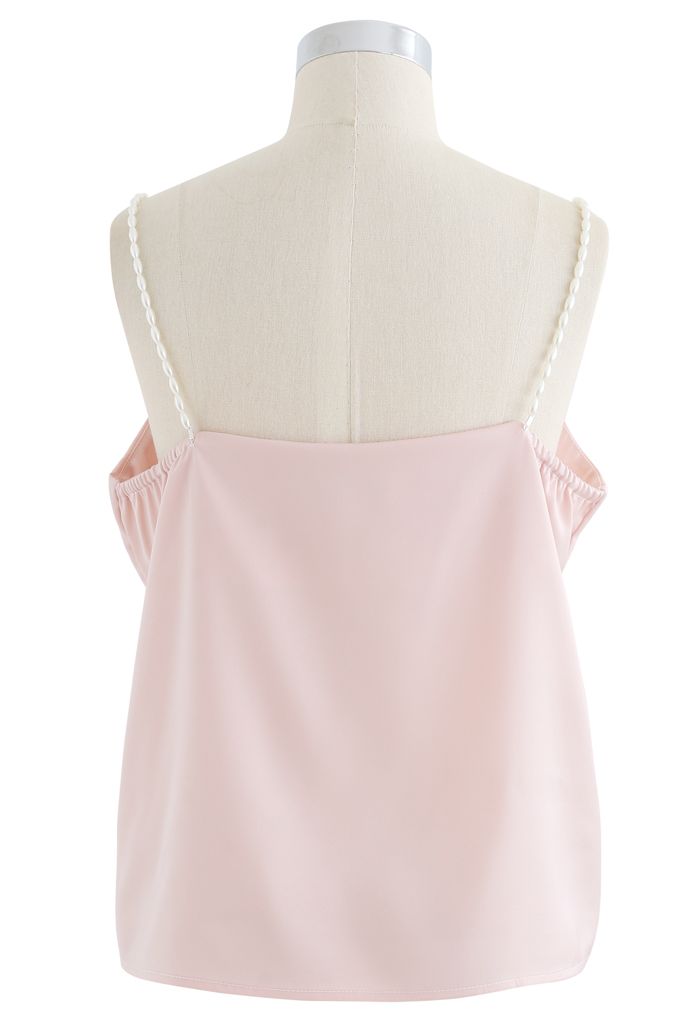 Perlenriemen Satin Camisole in Rosa