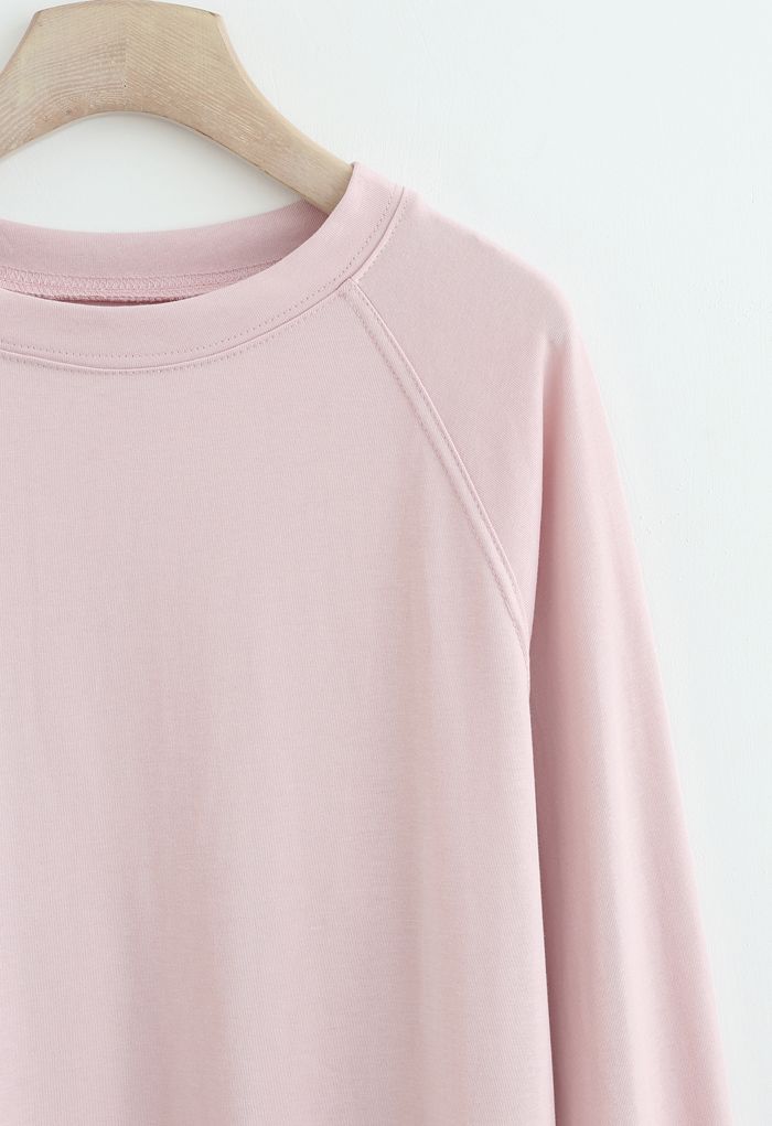 Langärmeliges Pullover-Sweatshirt in Rosa