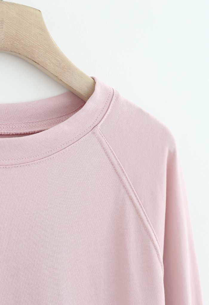 Langärmeliges Pullover-Sweatshirt in Rosa