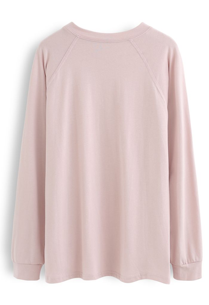 Langärmeliges Pullover-Sweatshirt in Rosa