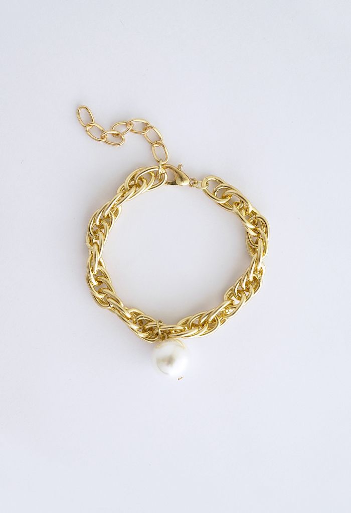 Perlen-Dekor-Goldkette-Armband