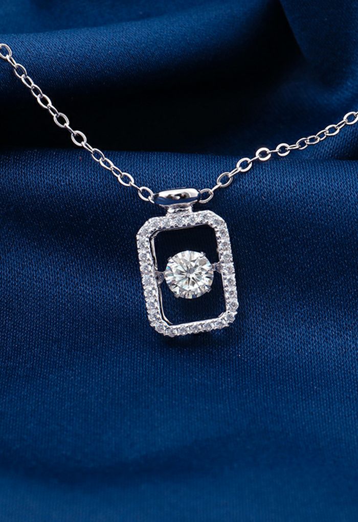 Rechteckige Form aushöhlen Moissanite Diamant-Halskette