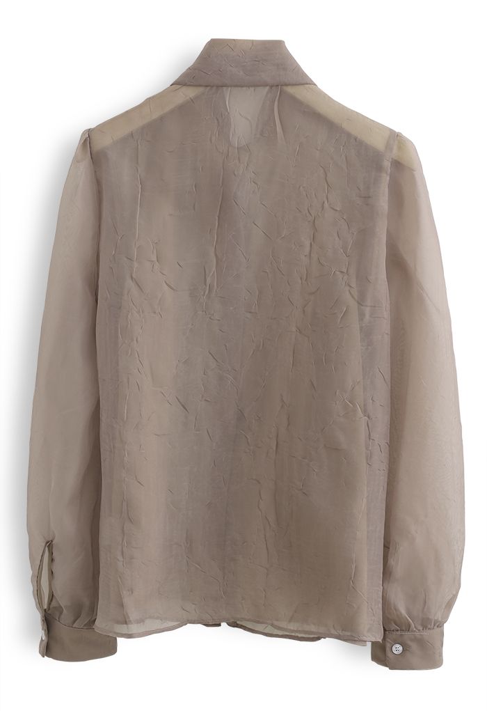 Schiere Bowknot Button-Down-Hemd in Taupe