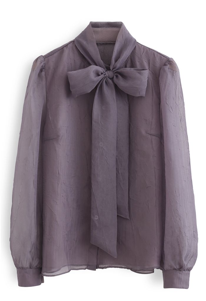 Schiere Bowknot Button-Down-Hemd in Lila