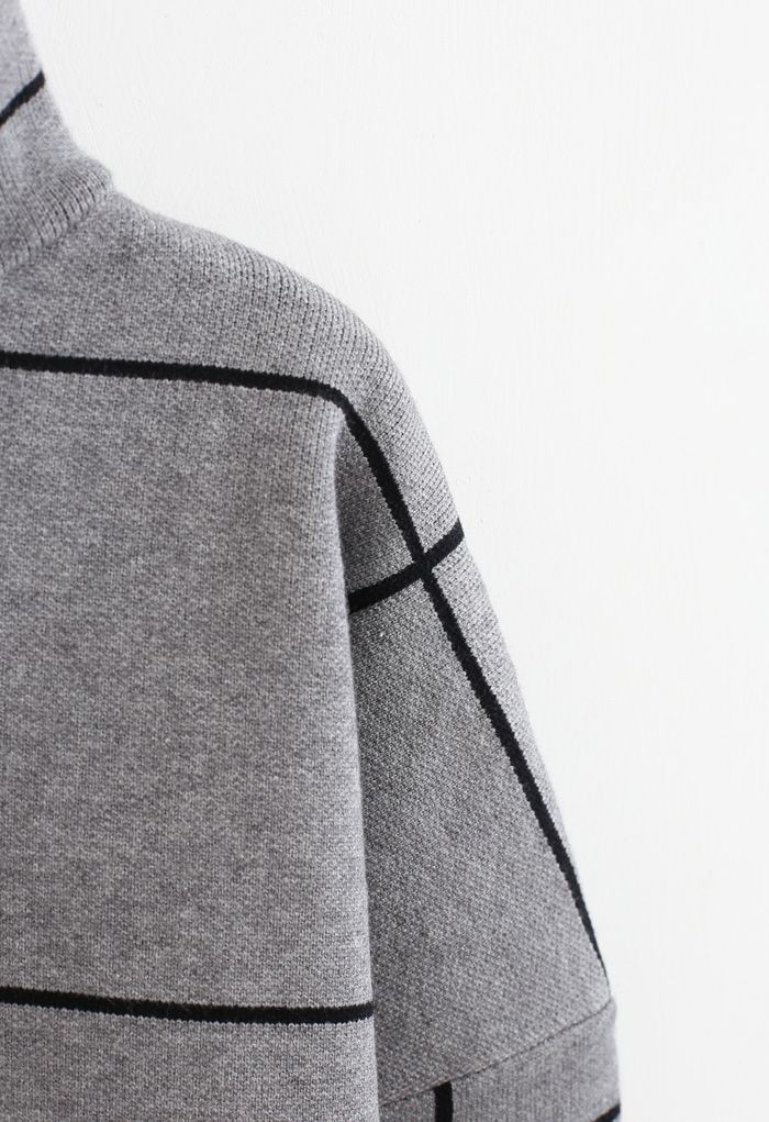 Grid-Rollkragenpullover in Grau