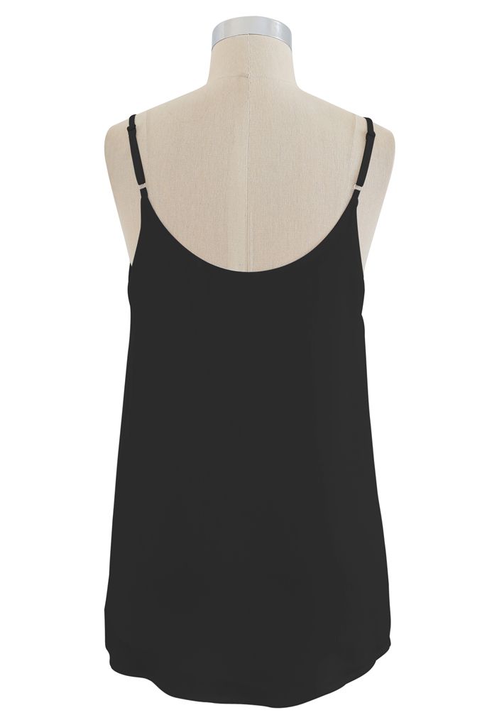 Mesh gespleißtes Tanktop in Schwarz