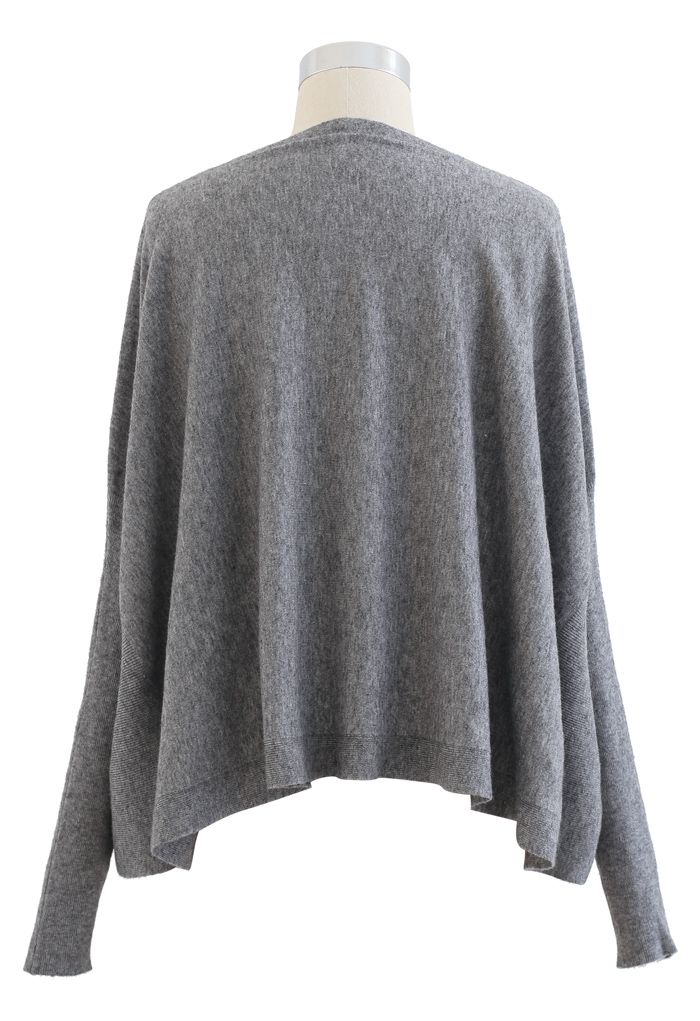 Weich Fackel Saum Kap Pullover in Grau