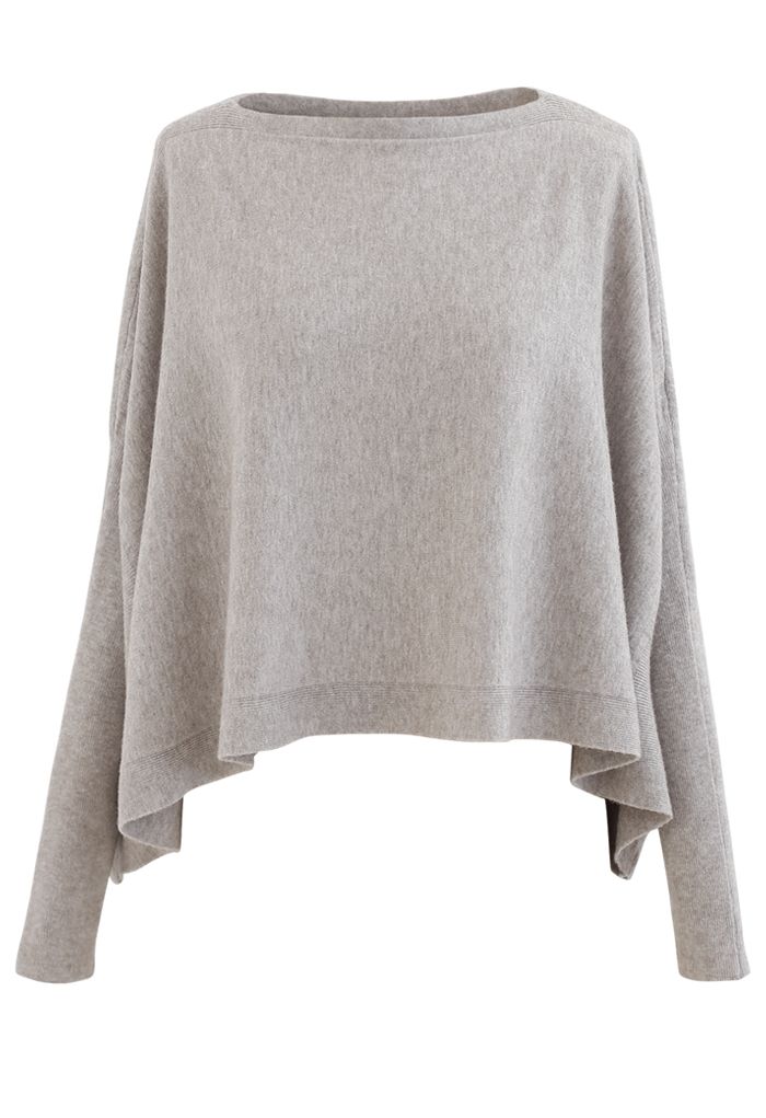 Sanft Flackern Saum Kap Pullover aus Sand