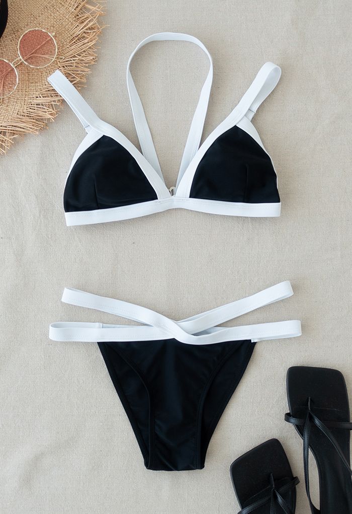 Neckholder-Bikini-Set mit Kontraststreifen