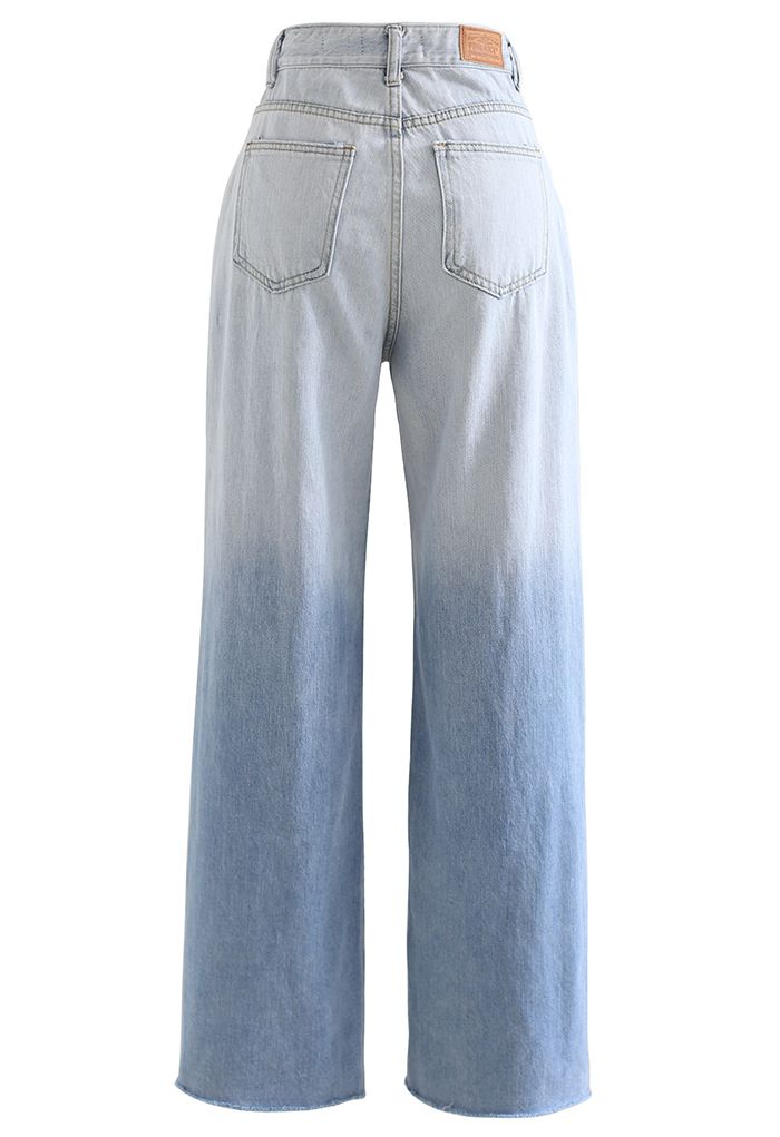 Ombre zerrissene Jeans mit weitem Bein