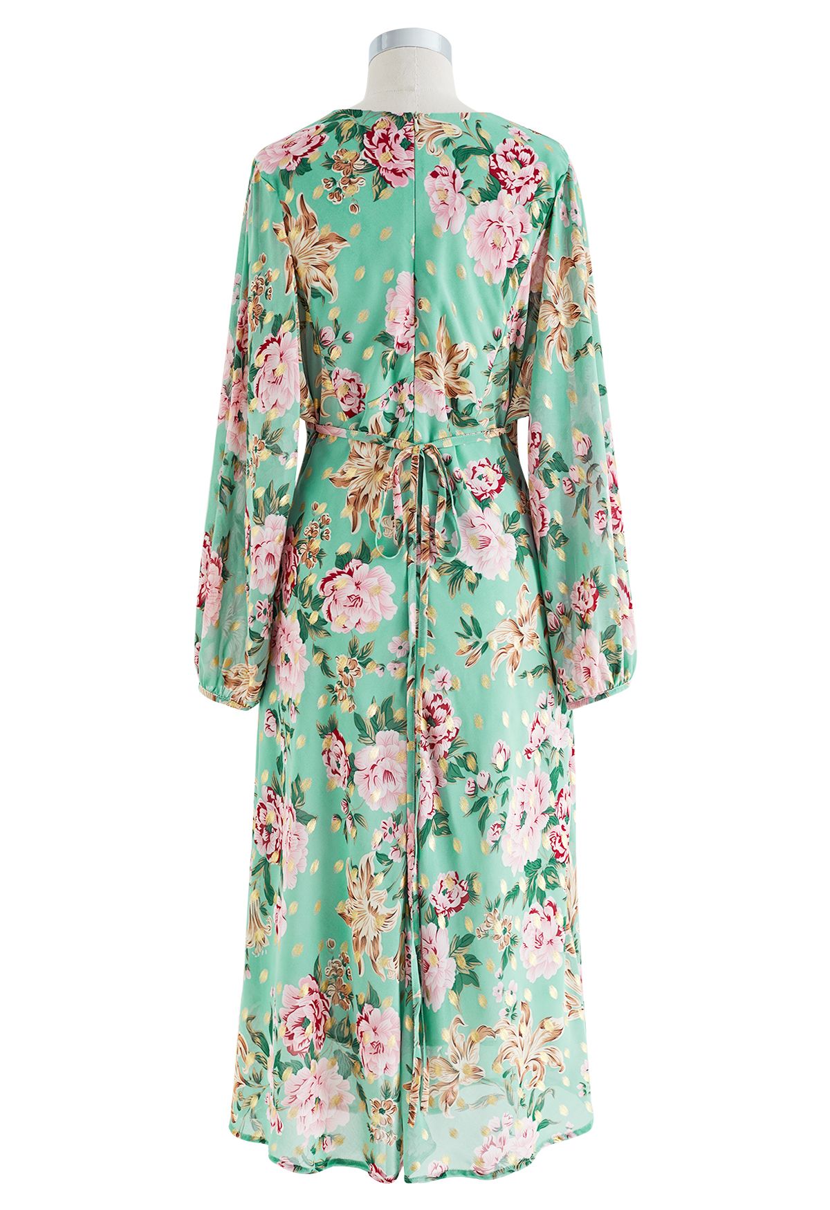 Floral zu sehen Midikleid mit Goldfleck in Mint