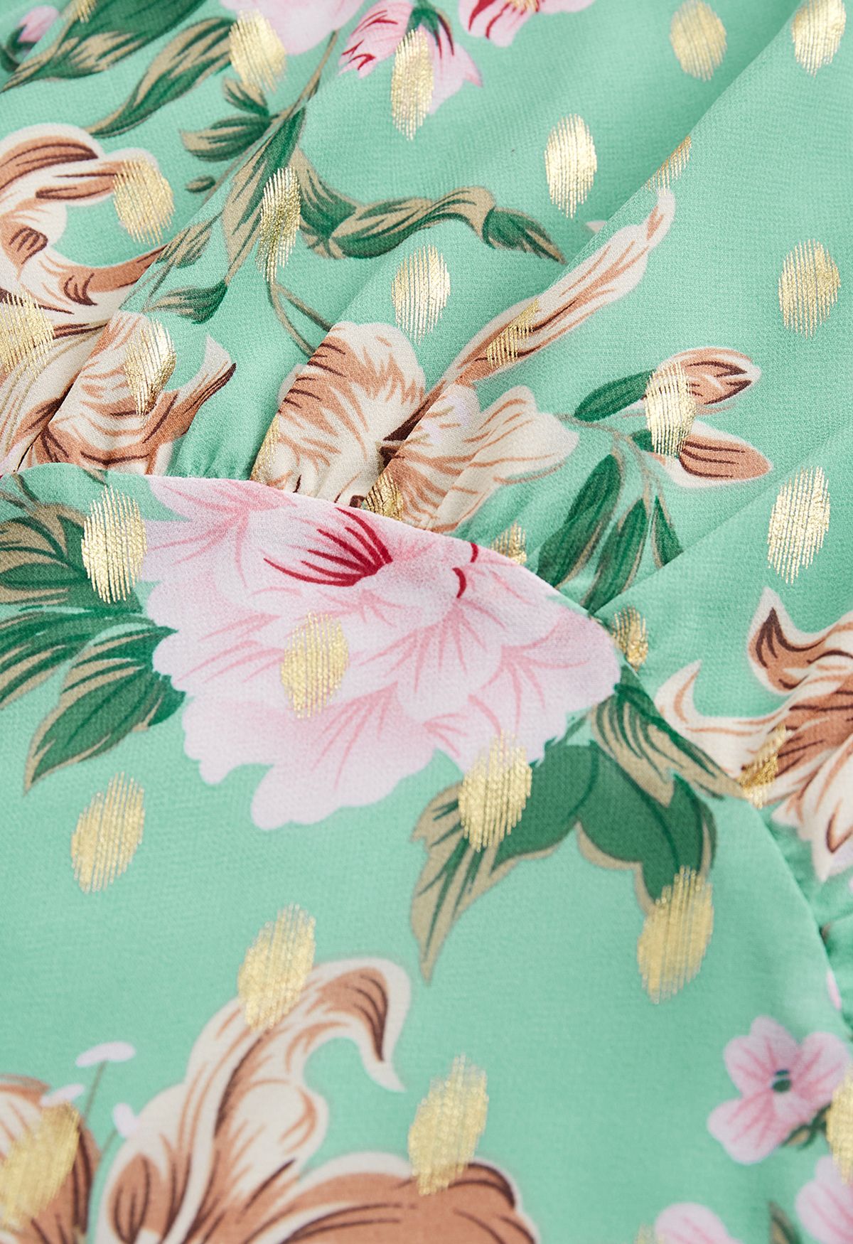 Floral zu sehen Midikleid mit Goldfleck in Mint