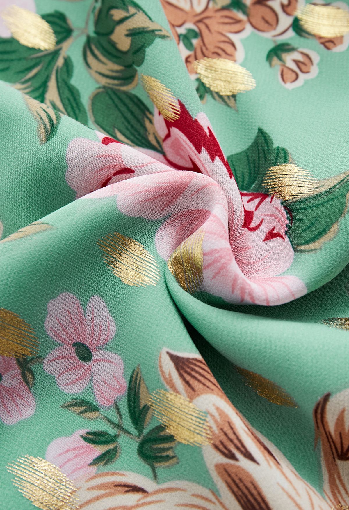 Floral zu sehen Midikleid mit Goldfleck in Mint