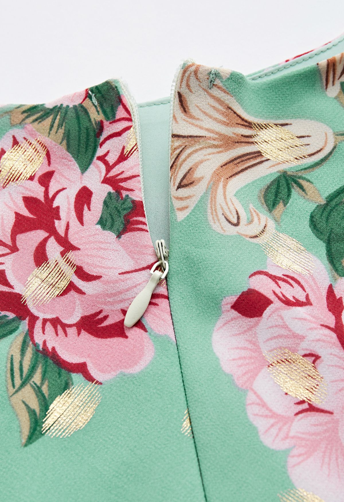 Floral zu sehen Midikleid mit Goldfleck in Mint