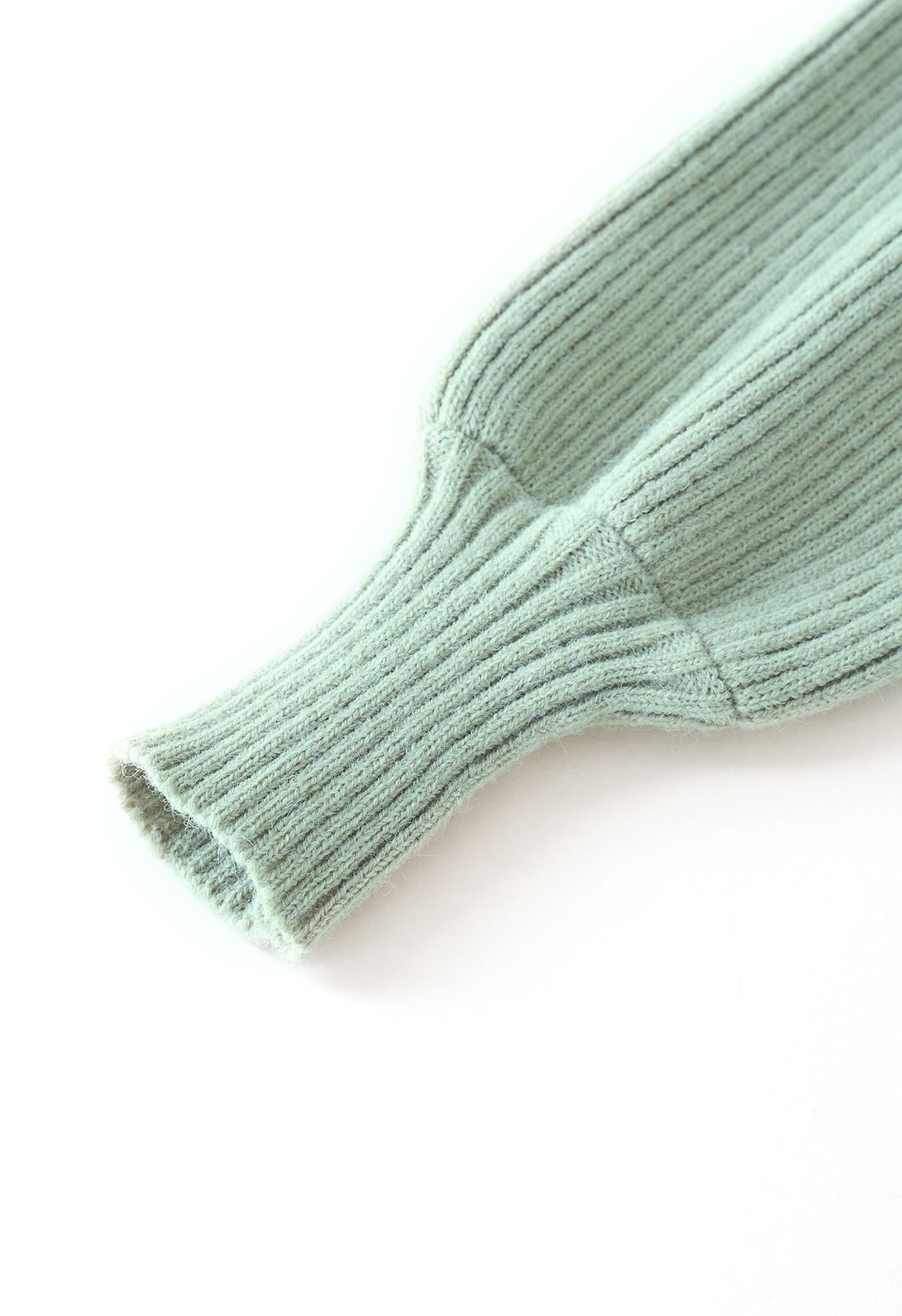 Weites Rundhals-Rippstrickoberteil in Mint