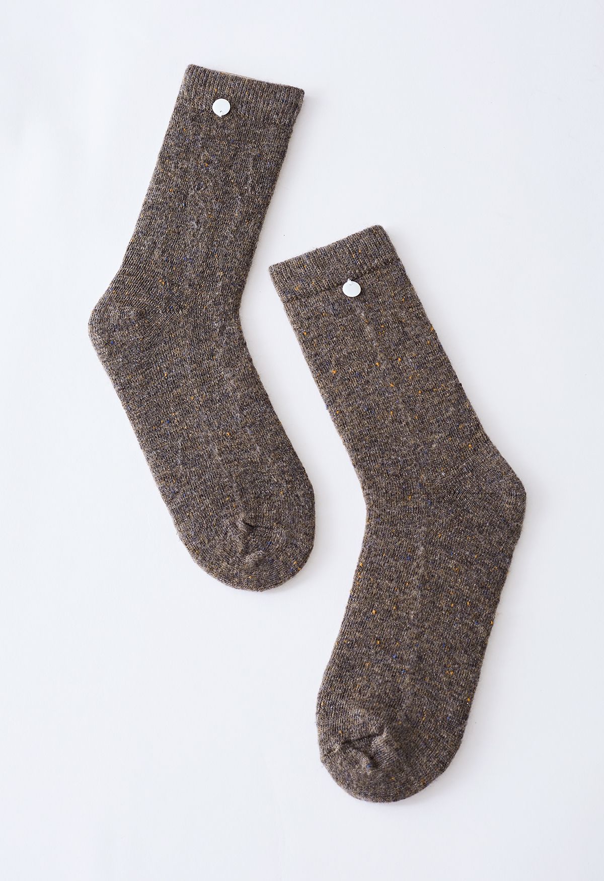 Mix Color Dots Crew-Socken aus Wollmischung in Taupe
