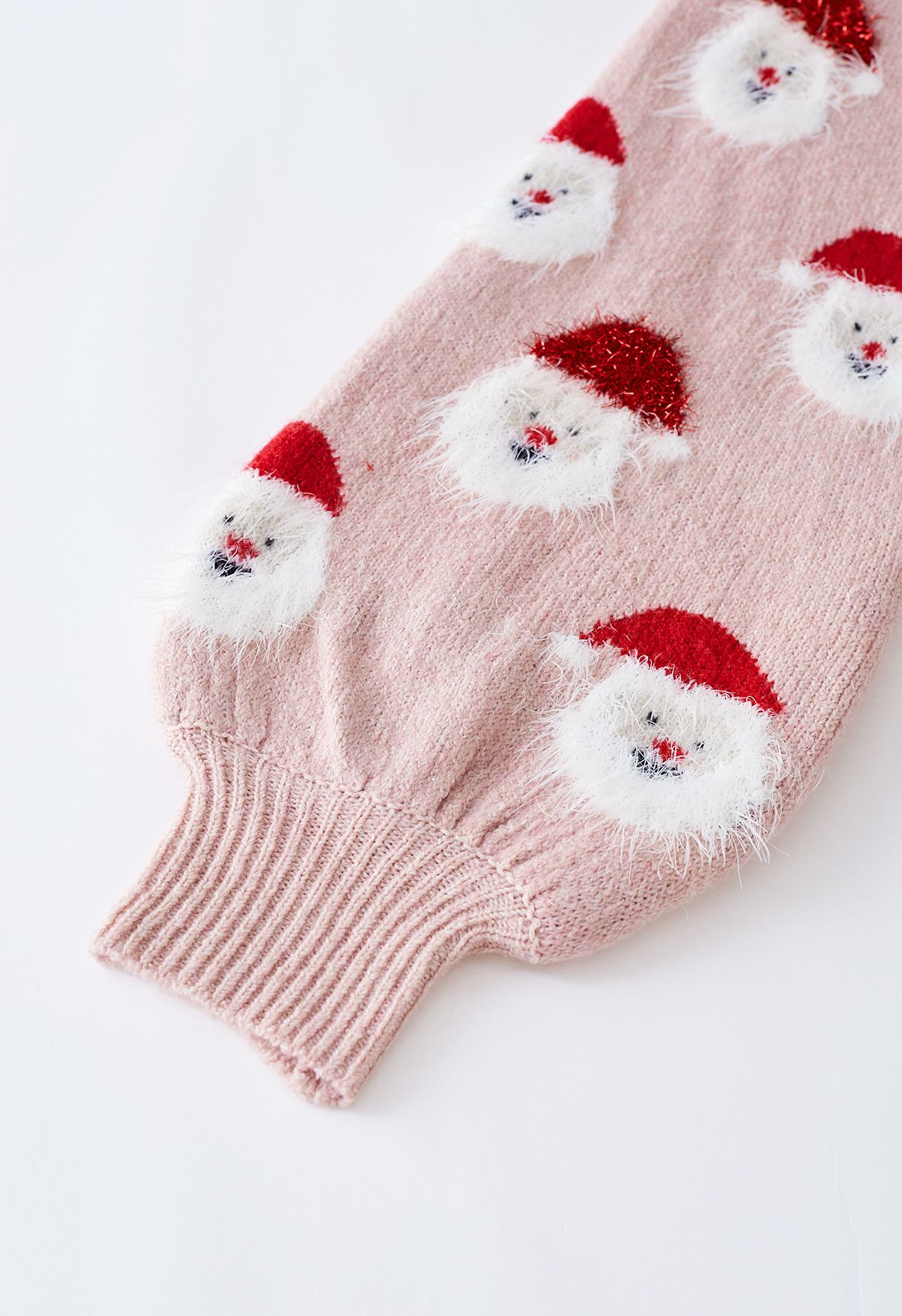 Fuzzy Weihnachtsmann Strickoberteil in Pink