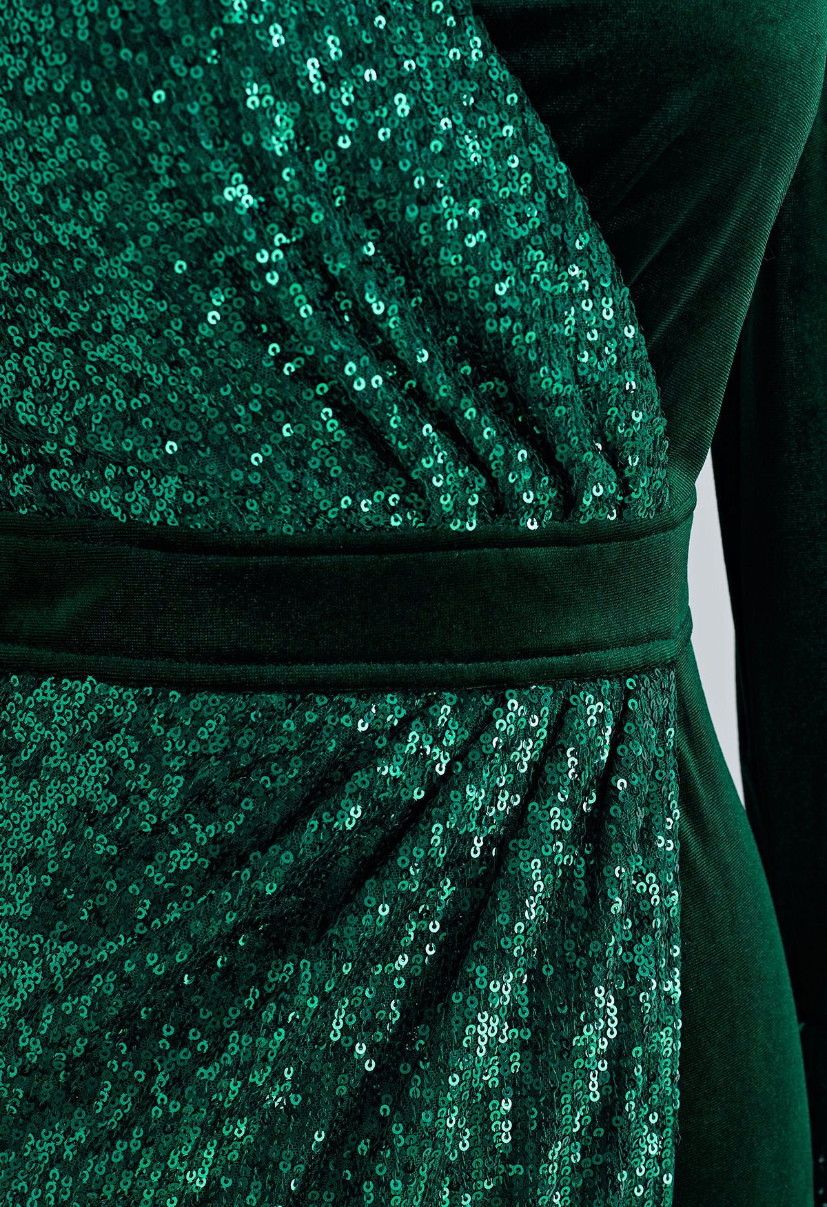 Umwerfendes Pailletten-Samt-Cocktailkleid in Smaragdgrün