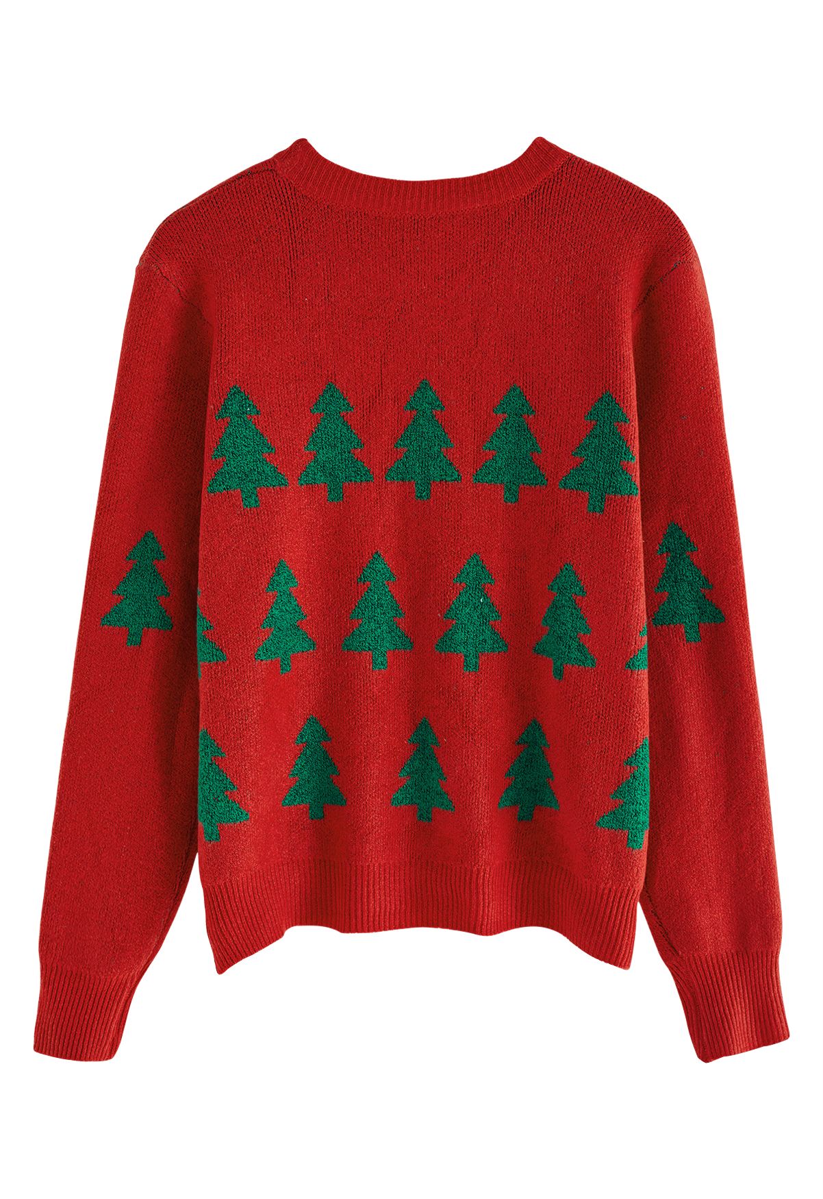 Weihnachtsbaum-Strickpullover mit Pailletten in Rot