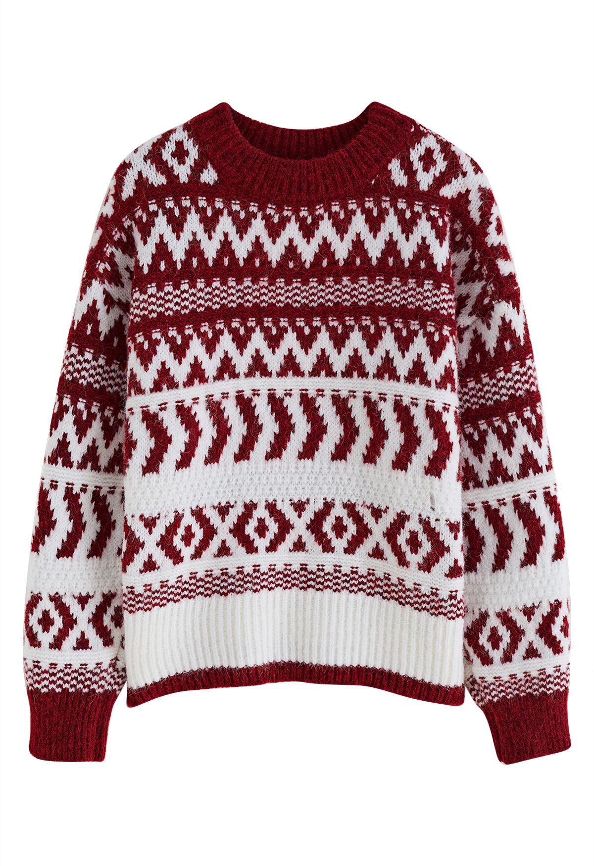 Ausgefallener Grobstrickpullover mit Fair Isle-Muster