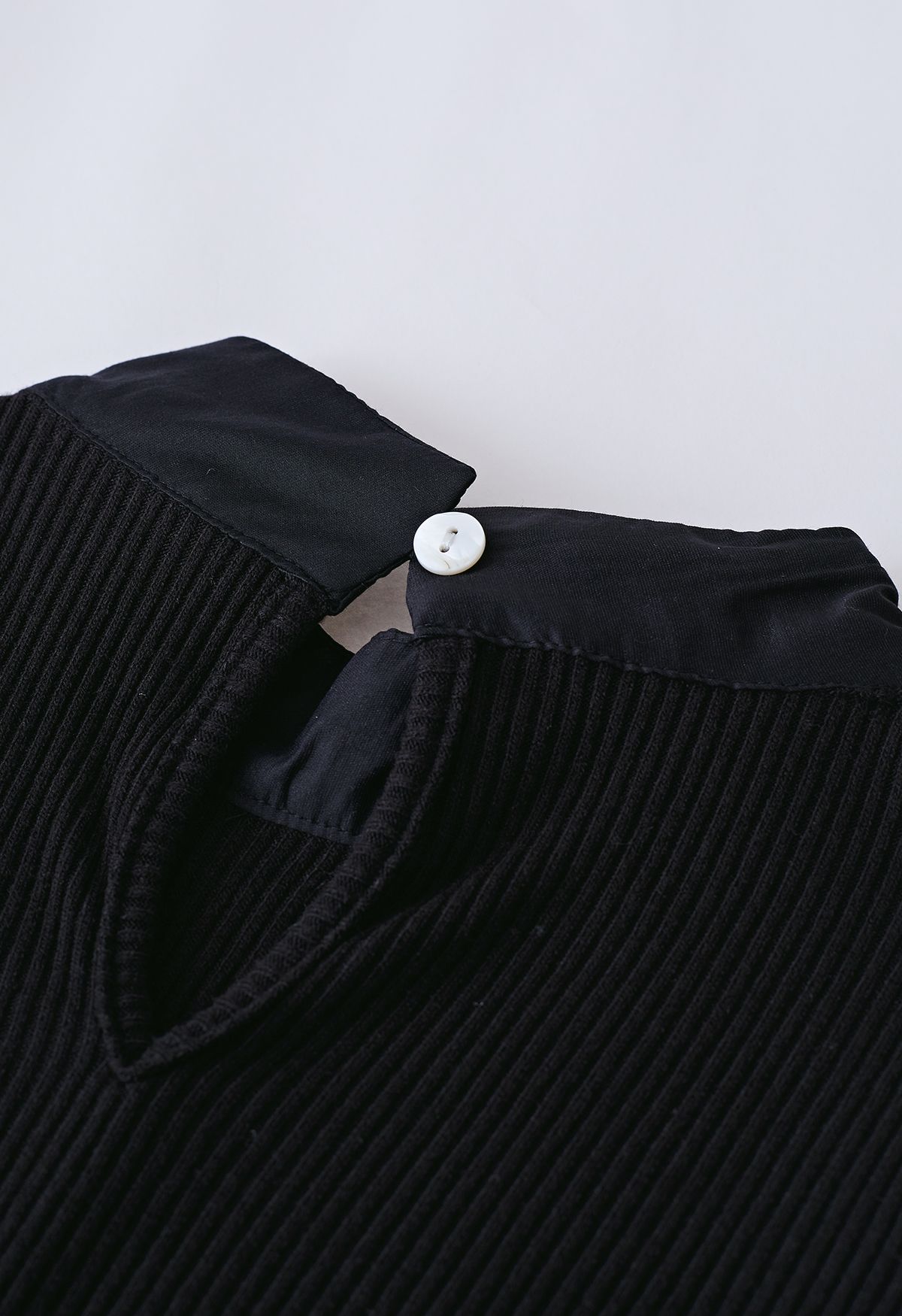 Abnehmbares, gespleißtes Strickoberteil mit Bowknot in Schwarz