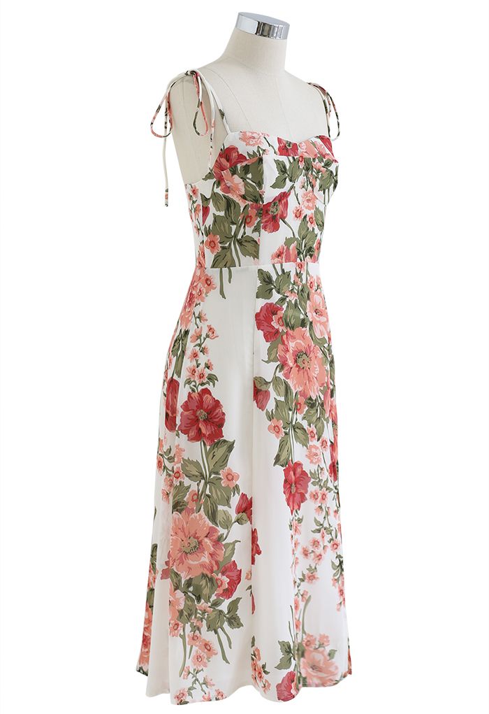 Summer Blossom Cami-Kleid mit Blumenmuster in Koralle