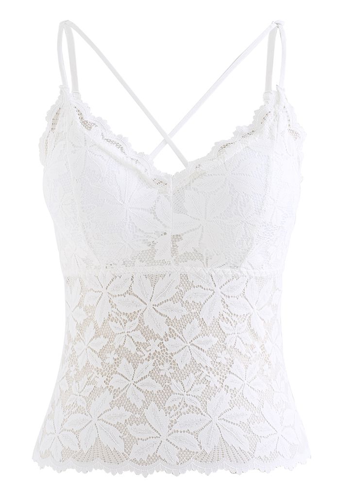 Blossom-Spitzen-Cami-Bustier-Oberteil in Weiß