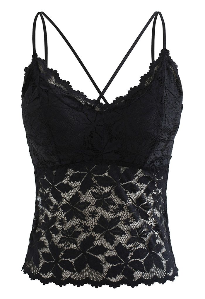 Blossom Cami-Bustier-Top mit Spitze in Schwarz