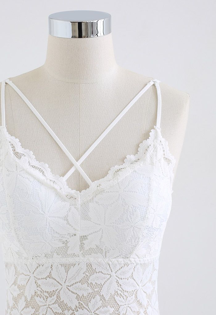 Blossom-Spitzen-Cami-Bustier-Oberteil in Weiß